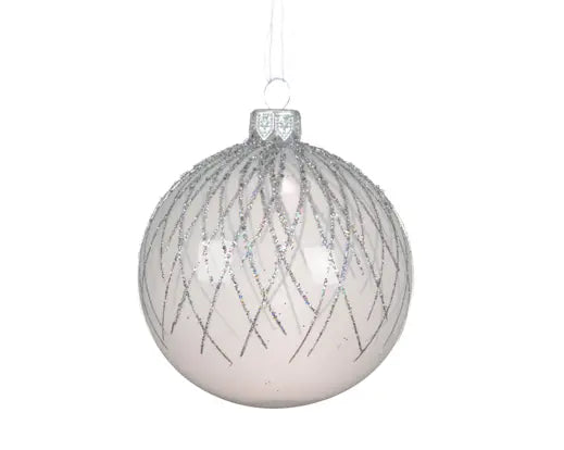 Decoris Bauble Glass Transparent Vertical Lines 8cm