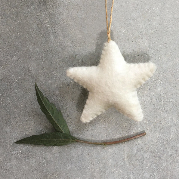 East Of India 571   White Felt Hanging Star