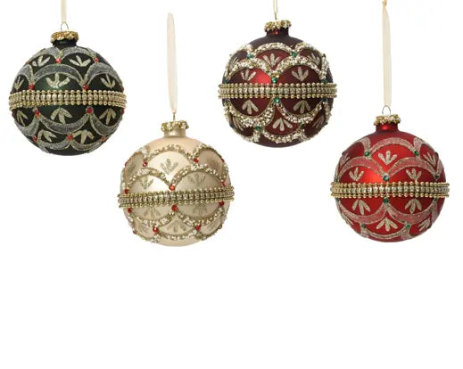 Decoris Glass Ornate Bauble with Clasp 10cm Assorted Colours