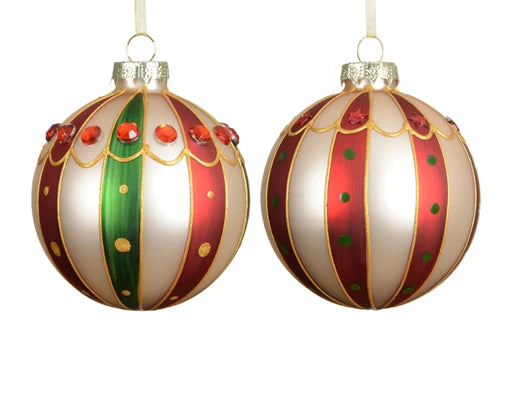 Kaemingk Baubles Glass Gold Line Dia.8cm Pack Of 3