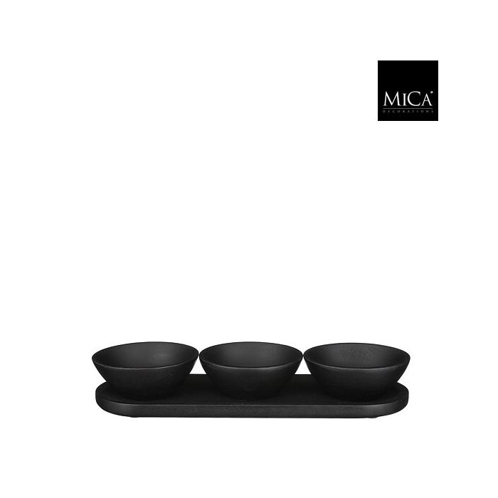 Mica Tomar Bowls on Tray Black