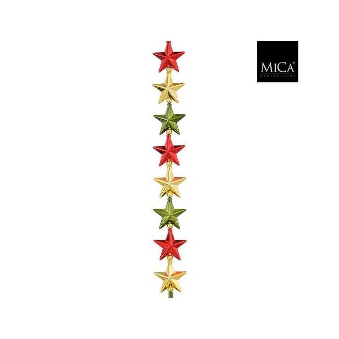 Mica Garland Star Gold Red Green Shiny 210cm