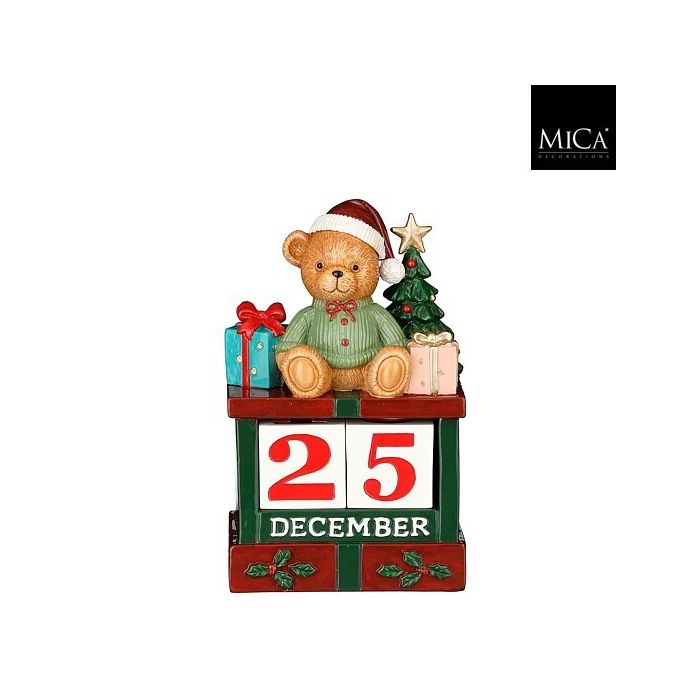 Mica Decoration Calendar Bear Red 10.5 x 7 x 16.5cm