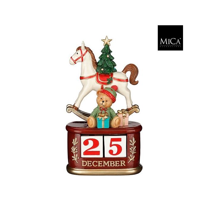 Mica Decoration Calendar Rockinghorse Red 13.5 x 7.5 x 23.5cm