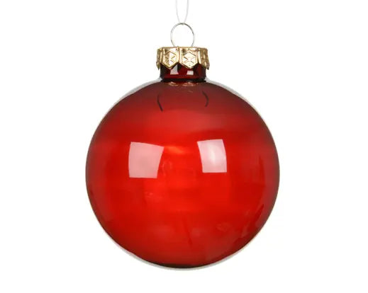 Decoris Baubles Glass Unsilvered Shiny & Matt Mix Oxblood 8cm 6pk