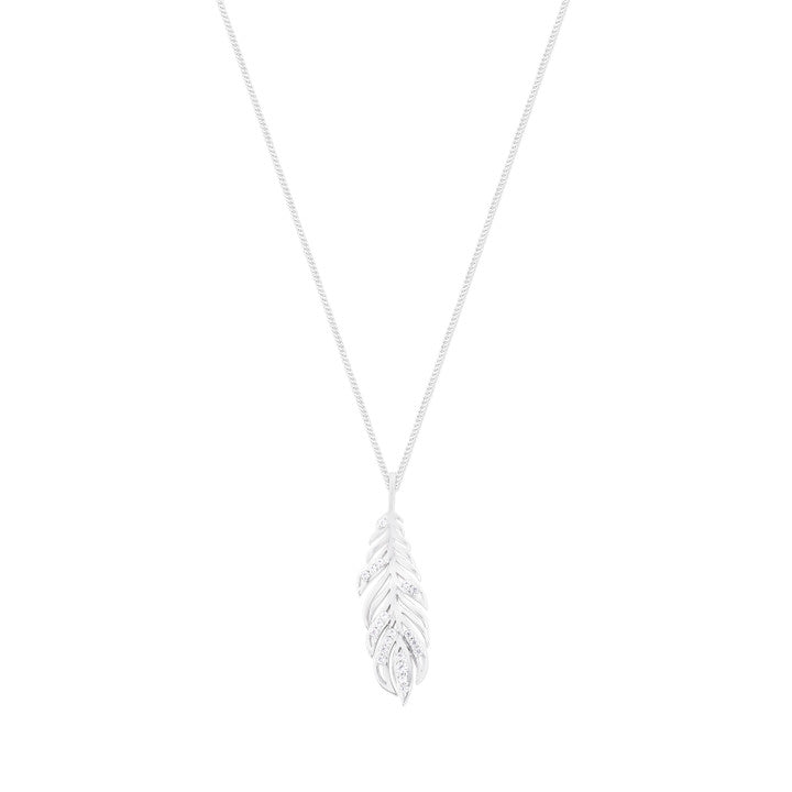 Tipperary Feather Pendant Inset With Cubic Zirconia Silver