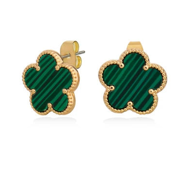 Tipperary Crystal Fleur Collection Green Earrings Yellow Gold