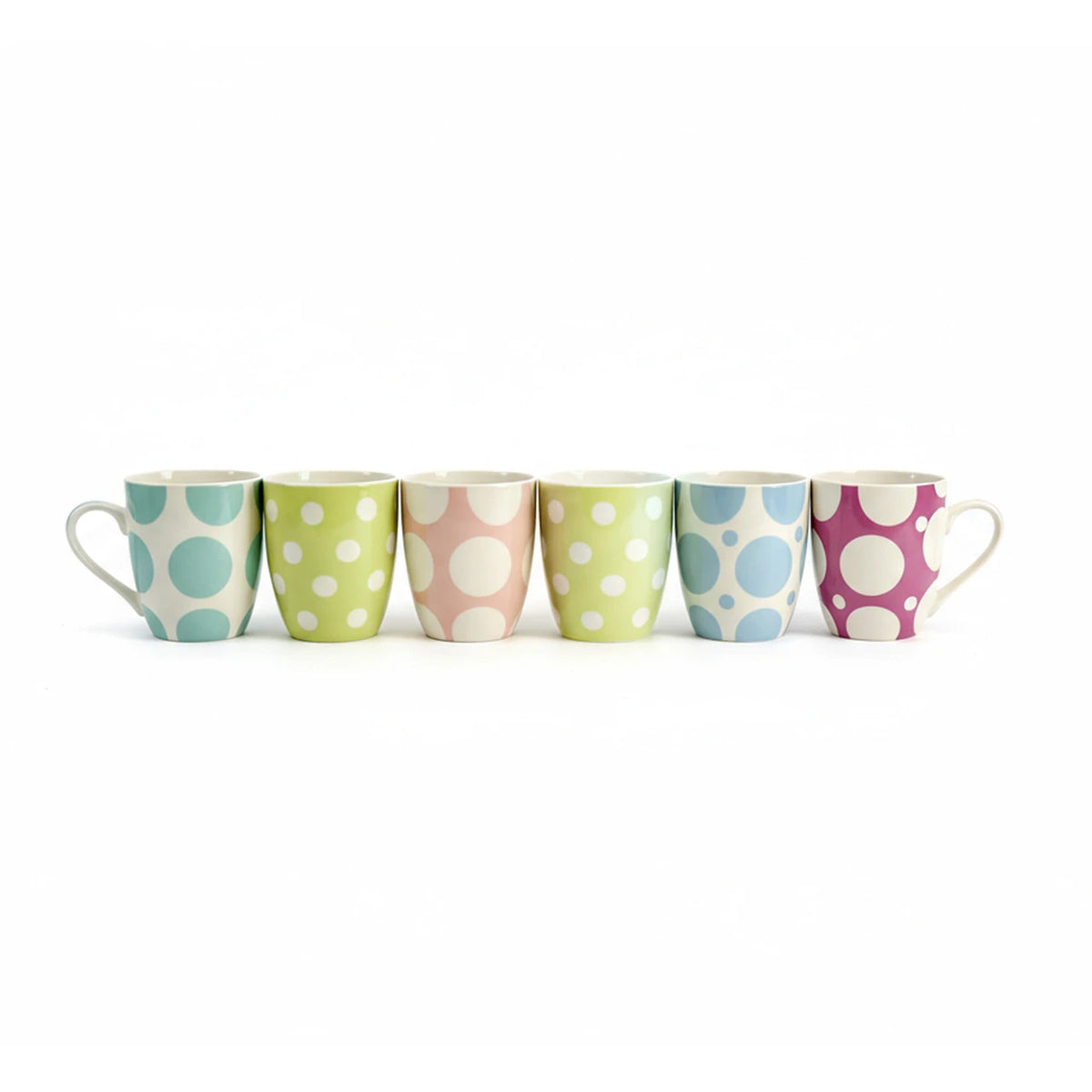 Tipperary Mugs Coloured Spots Set of 6 in Hat Box