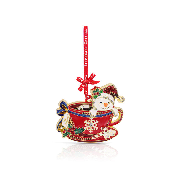 Tipperary Sparkle Snowman In A Teacup Decoration