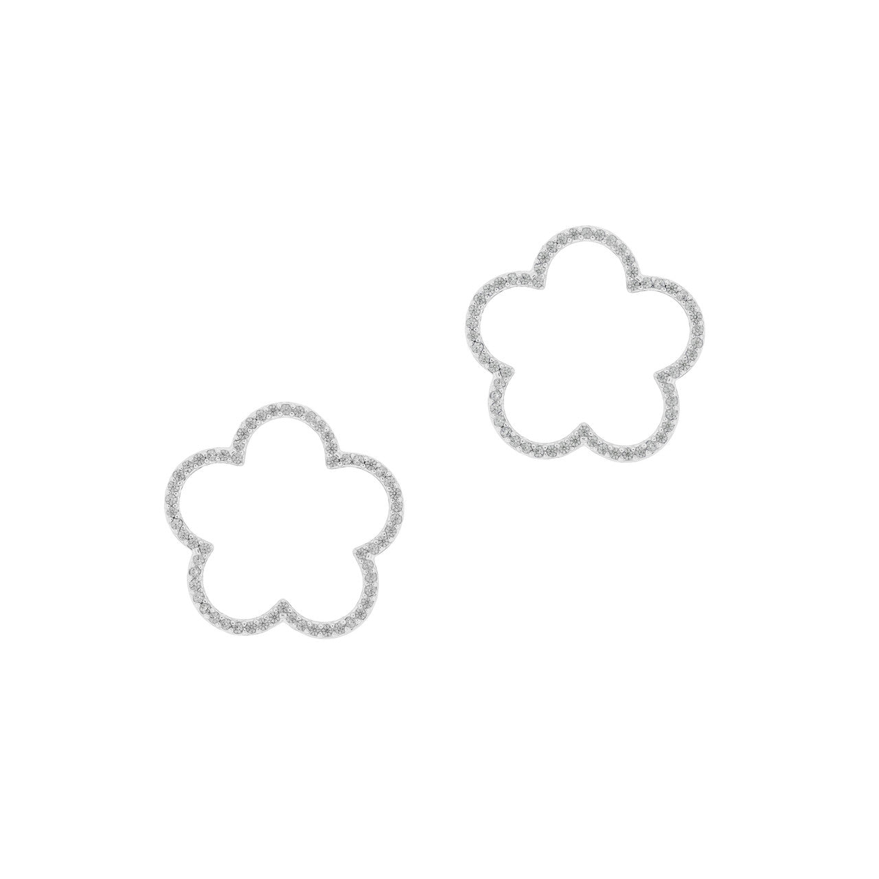 Tipperary Crystal Fleur Collection Cut Out Cubic Zirconia Inset Earrings Silver