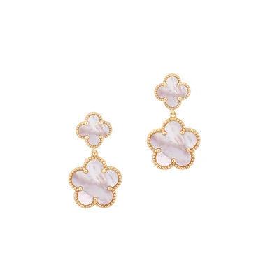 Tipperary Crystal Fleur Mother of Pearl Drop Earrings Gold