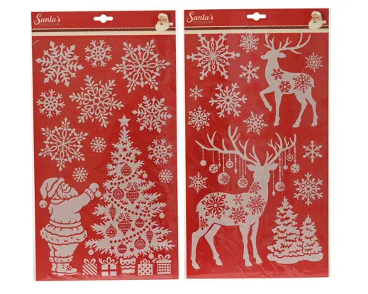 Decoris Window Decoration Glitter Effect Decals 40.5cm x 23.5cm Single Pack Assorted