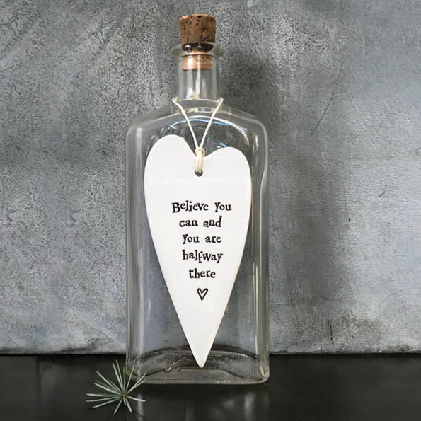 East of India Porcelain Long Heart "Believe You Can"