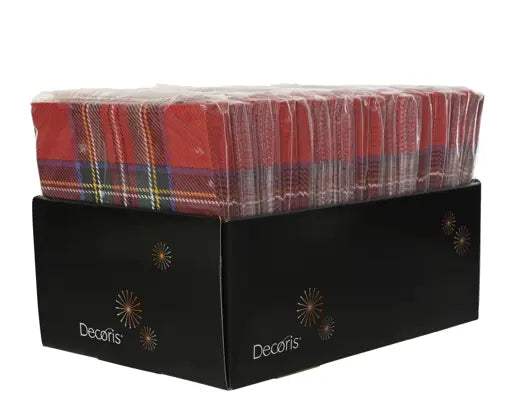 Decoris Paper Napkin Check Print Green & Red 33cm