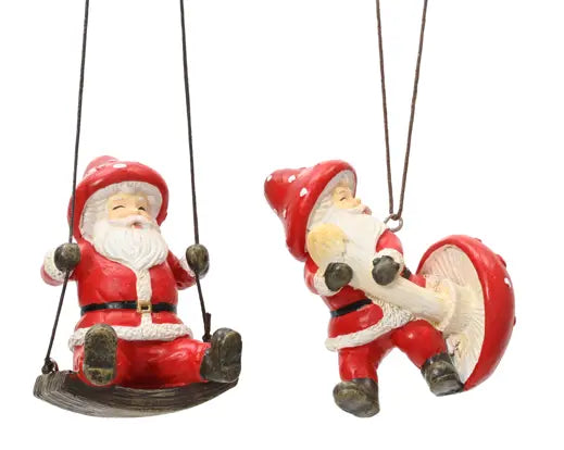 Decoris Mushroom Santa Hanging Decor Single Assorted