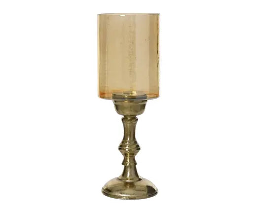 Decoris Hurricane Aluminium Amber & Gold 11cm x 11cm x 33cm