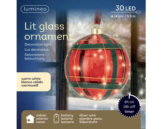 Lumineo Light Up Micro LED Swirl Christmas Red & Warm White 14cm