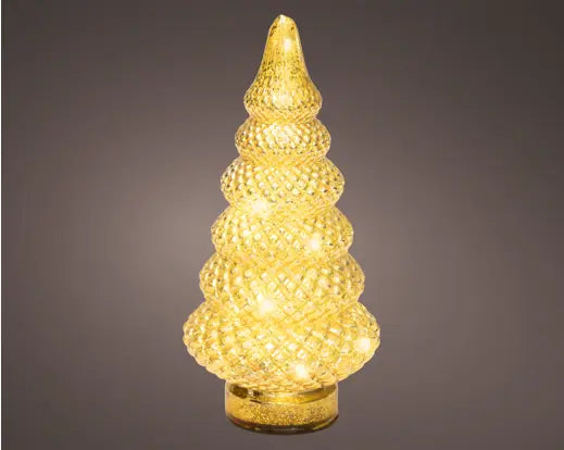 Lumineo Lit Micro LED Tree Glass Gold & Warm White 12cm x 25.5cm