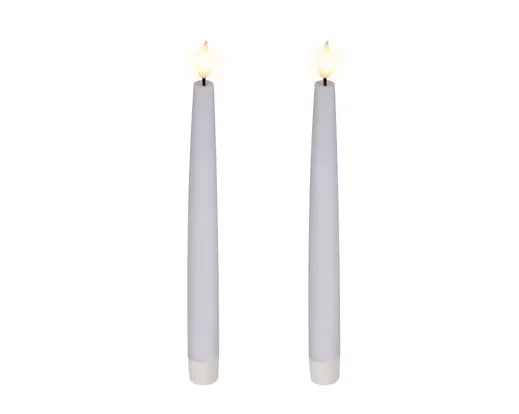 Lumineo LED Realistic Wick Dinner Candle Wax Tapered Flame Effect White & Warm White 24.5cm