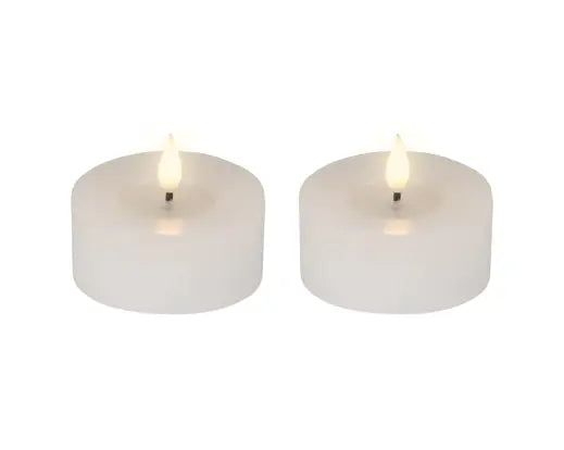 Lumineo LED Realistic Wick Tealight Wax Pit Flame Effect Indoor White & Warm White 2pk 6cm