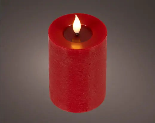 Lumineo LED Realistic Wick Candle Wax Pit Flame Effect Indoor Red & Warm White 13.5cm