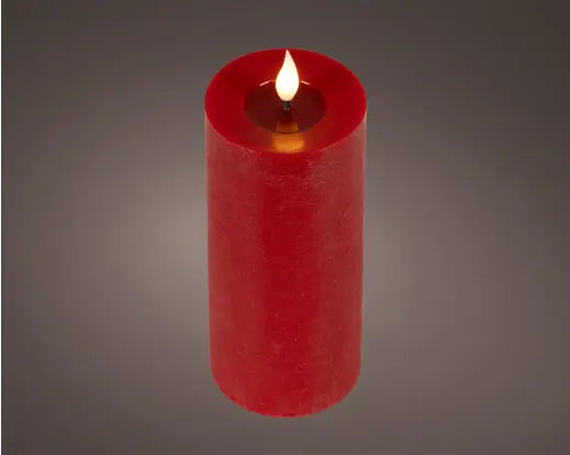 Lumineo LED Realistic Wick Candle Wax Pit On Top Flame Effect Indoor Red & Warm White 20cm