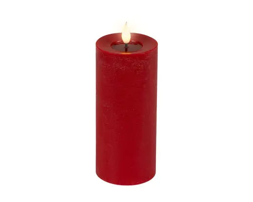 Lumineo LED Realistic Wick Candle Wax Pit On Top Flame Effect Indoor Red & Warm White 20cm