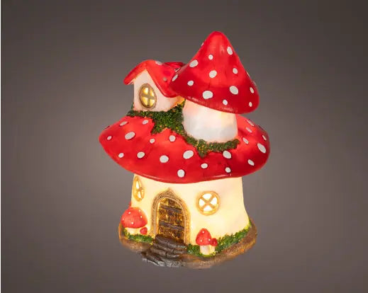 Lumineo Illuminated LED Mushroom House Indoor 27cm