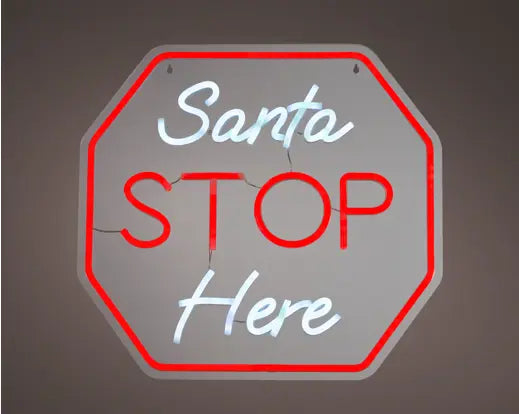 Lumineo Neon 'Santa Stop Here' Sign 40cm