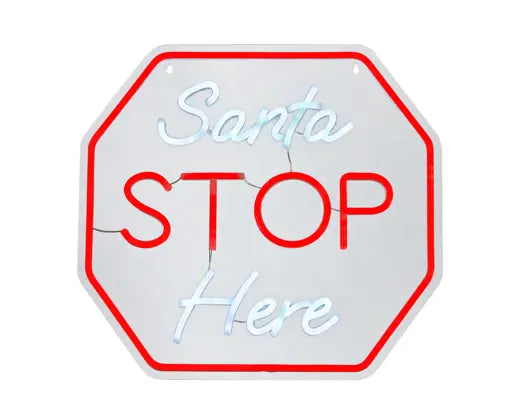Lumineo Neon 'Santa Stop Here' Sign 40cm