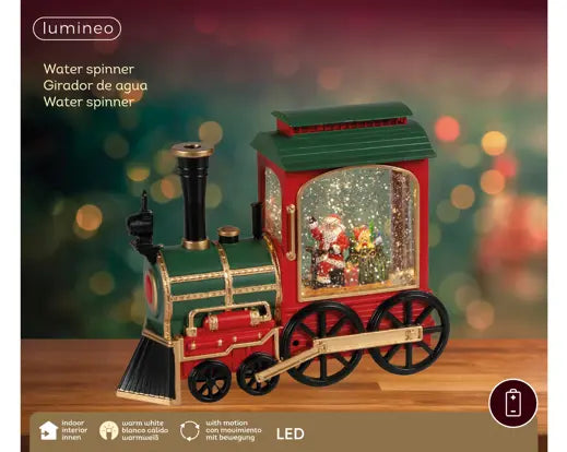 Lumineo LED Water Spinner Train Red Gold & Green 20cm