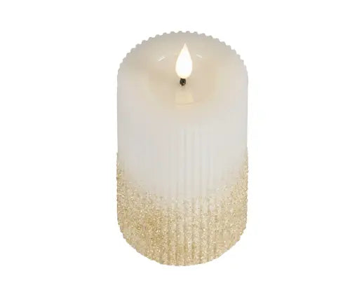 Lumineo LED Wick Candle Wax Pit Fire Flame Effect Indoor Off White & Warm White 15cm