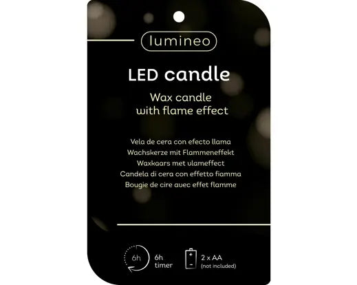 Lumineo LED Wick Candle Wax Pit Resin Fire Flame Effect Indoor Off White & Warm White 13cm