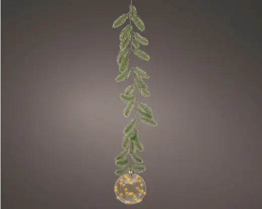 Lumineo Lit Glass Hanging Round Ornament Amber & Classic Warm 14cm