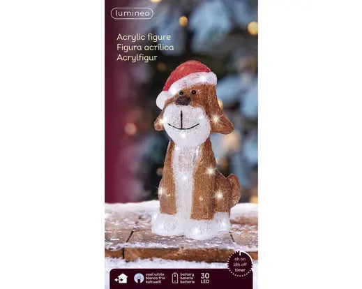 Lumineo Acrylic Light Up LED Dog Cool White Indoor/Outdoor 30cm