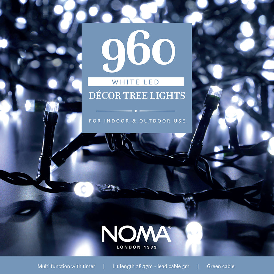Noma Multifunction Decor Tree Lights White With Green Cable