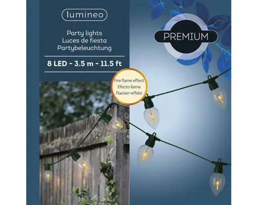 Lumineo Premium Party Lights Flame Effect Indoor/Outdoor 8 LED 350cm