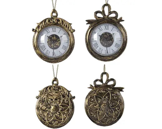 Decoris Ornate Clock Hanging Decoration 11.5cm Single Assorted