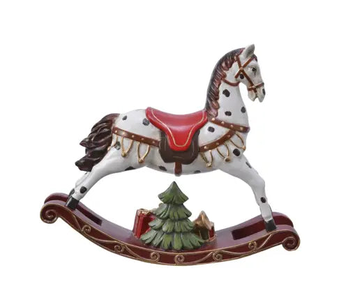 Decoris Rocking Horse with Christmas Tree 21.5cm