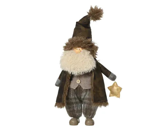 Decoris Standing Rustic Santa with Star 55cm