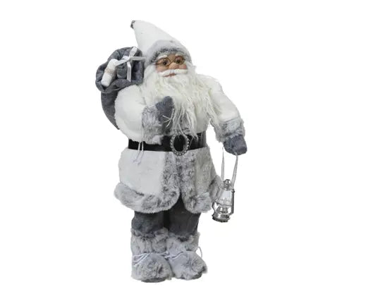 Decoris Standing Santa White with Gift Bag 60cm