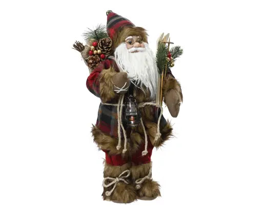 Decoris Standing Check Santa with Ski's 30cm