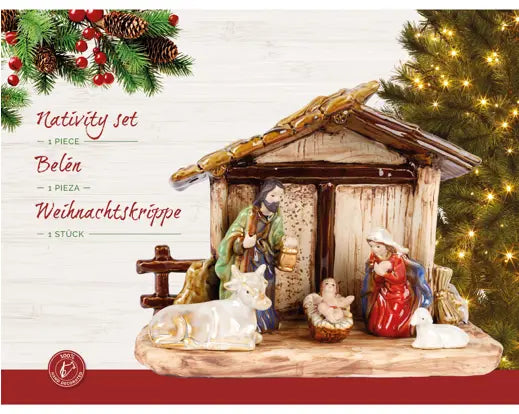 Decoris Nativity Set Porcelain House Glazed L.27cm x W.11cm x H.20cm