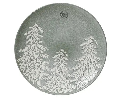 Dinner Plate Stoneware Round Reactive Glaze Tree Embossed