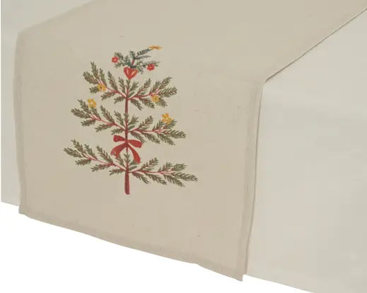 Decoris Cotton Tablerunner with Christmas Embroidery 140cm x 32cm Single Assorted