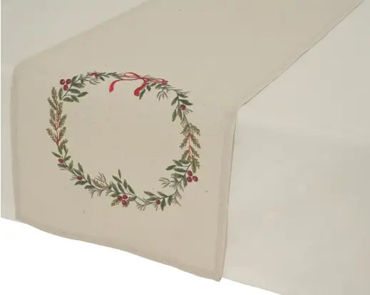 Decoris Cotton Tablerunner with Christmas Embroidery 140cm x 32cm Single Assorted