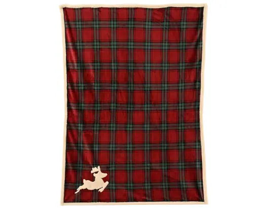 Decoris Flannel Check Print Throw Reindeer 130cm x 170cm