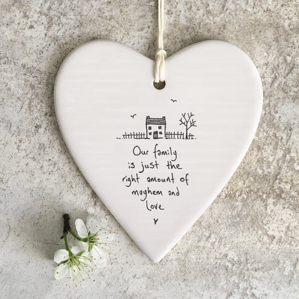 East Of India Wobbly Round Heart Our Family Is Mayhem And Love