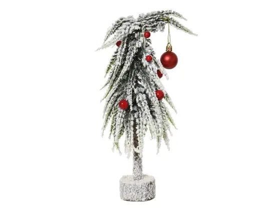 Everlands Mini Snowy Tree with Red Baubles Indoor 30cm