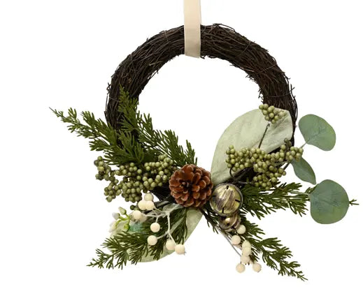 Everlands Twig Wreath Pinecone, Leaf & White Berry Indoor 33cm